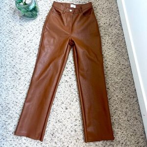 Brown Vegan Leather Aritzia pants. Size 0. True to size.